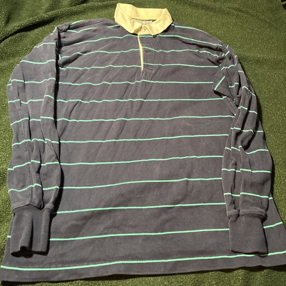Vintage Land's End Rugby Polo Shirt Long Sleeve Mens XL